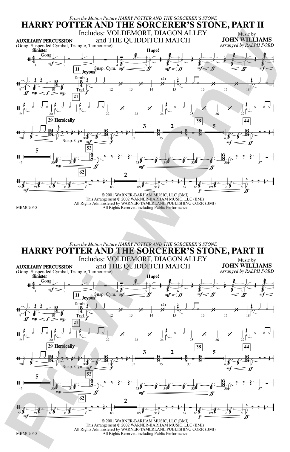 Harry Potter and the Sorcerer's Stone, Part II: Auxiliary Percussion