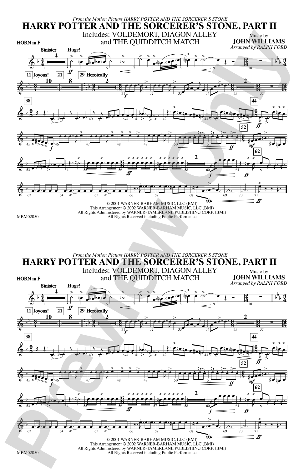 Harry Potter and the Sorcerer's Stone, Part II: 1st F Horn
