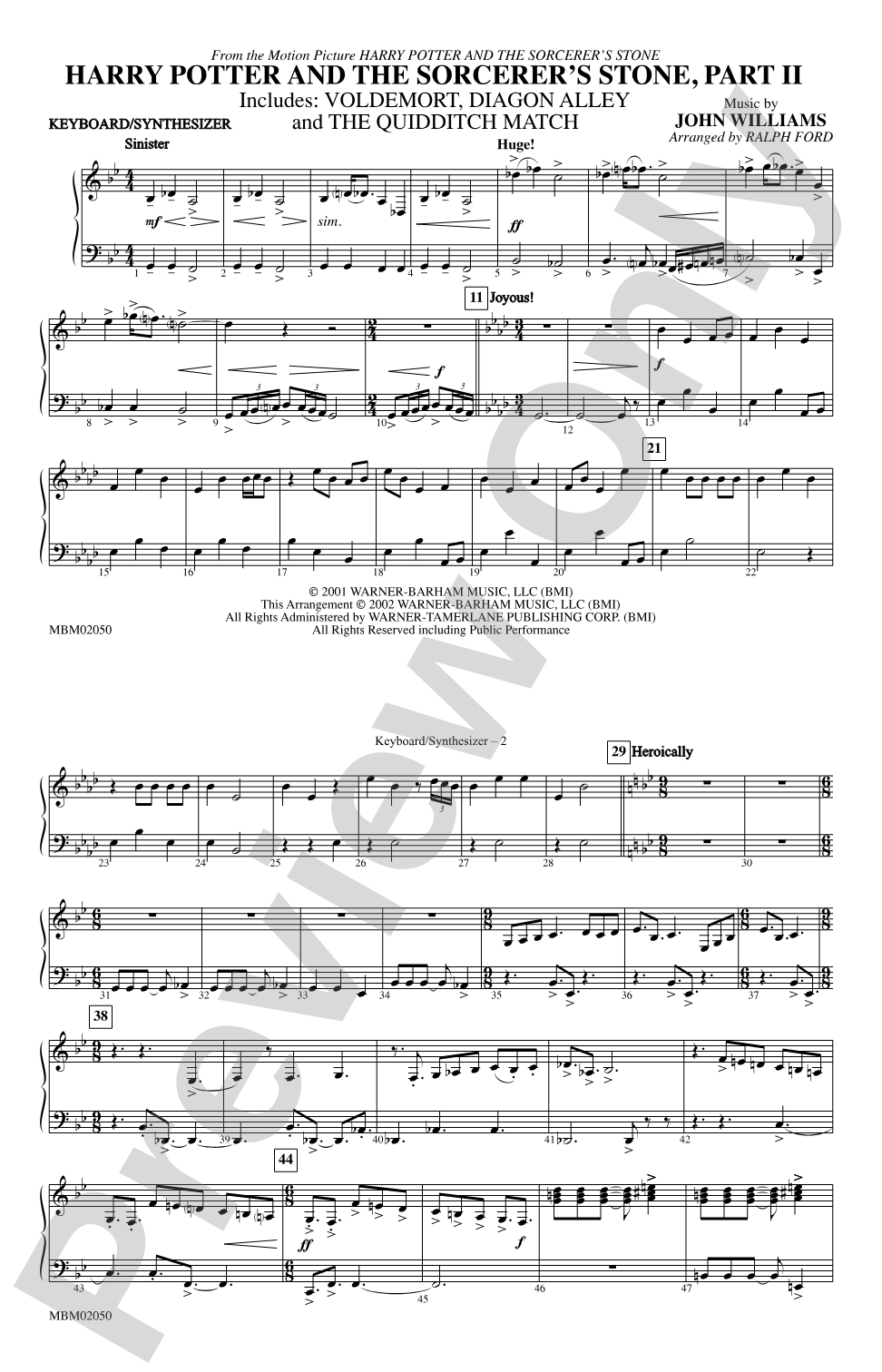 Harry Potter and the Sorcerer's Stone, Part II: Keyboard/Synthesizer