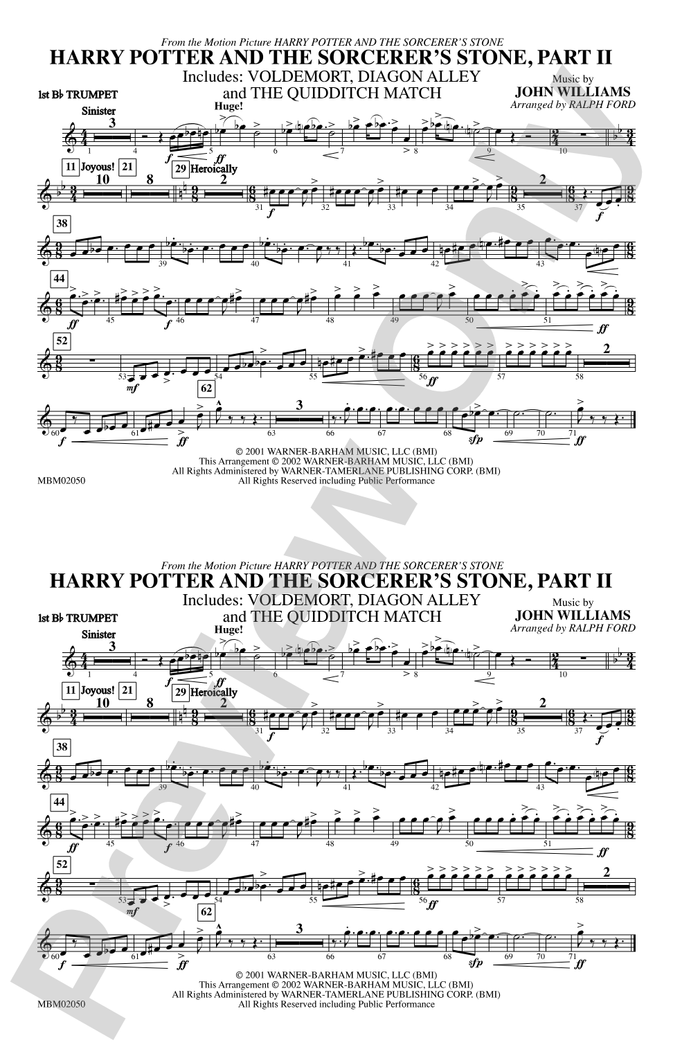 Harry Potter and the Sorcerer's Stone, Part II: 1st B-flat Trumpet