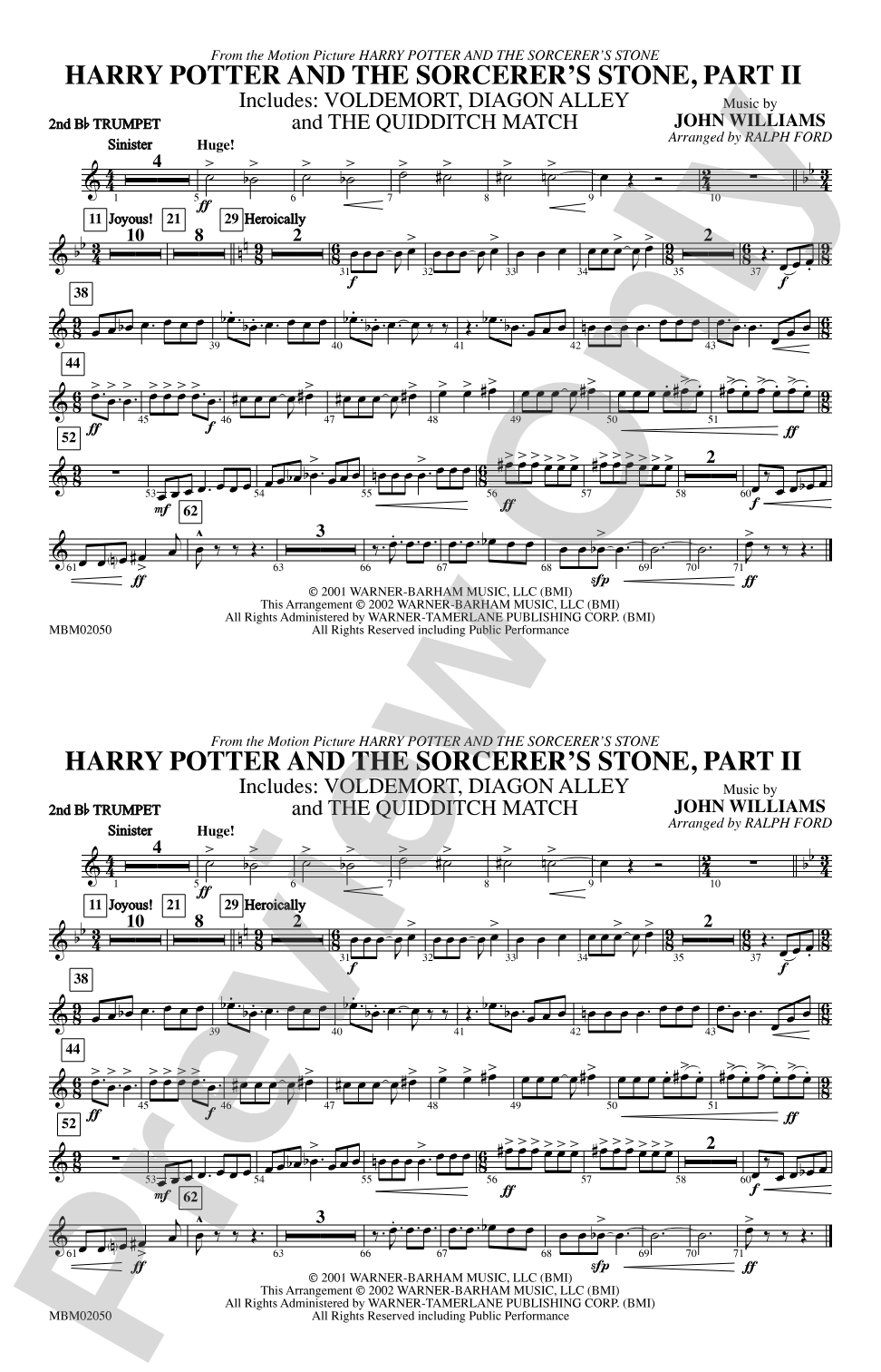 Harry Potter and the Sorcerer's Stone, Part II: 2nd B-flat Trumpet