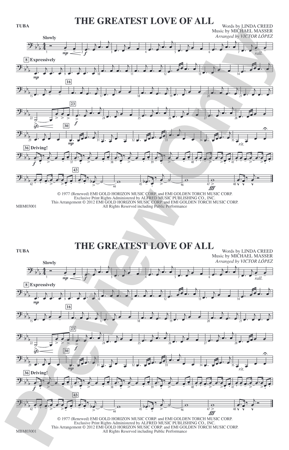 The Greatest Love of All: Tuba