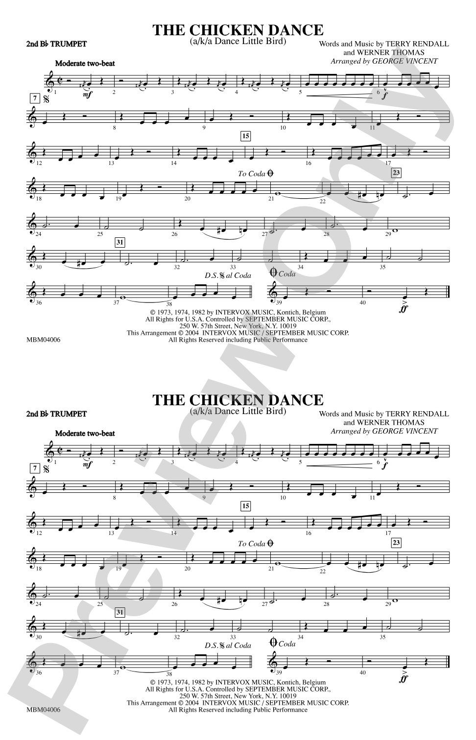 The Chicken Dance: 2nd B-flat Trumpet