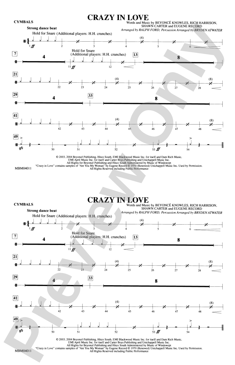 Crazy in Love: Cymbals