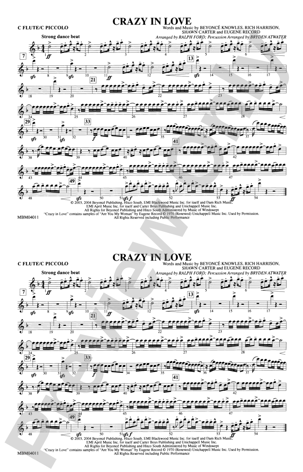 Crazy in Love: Flute