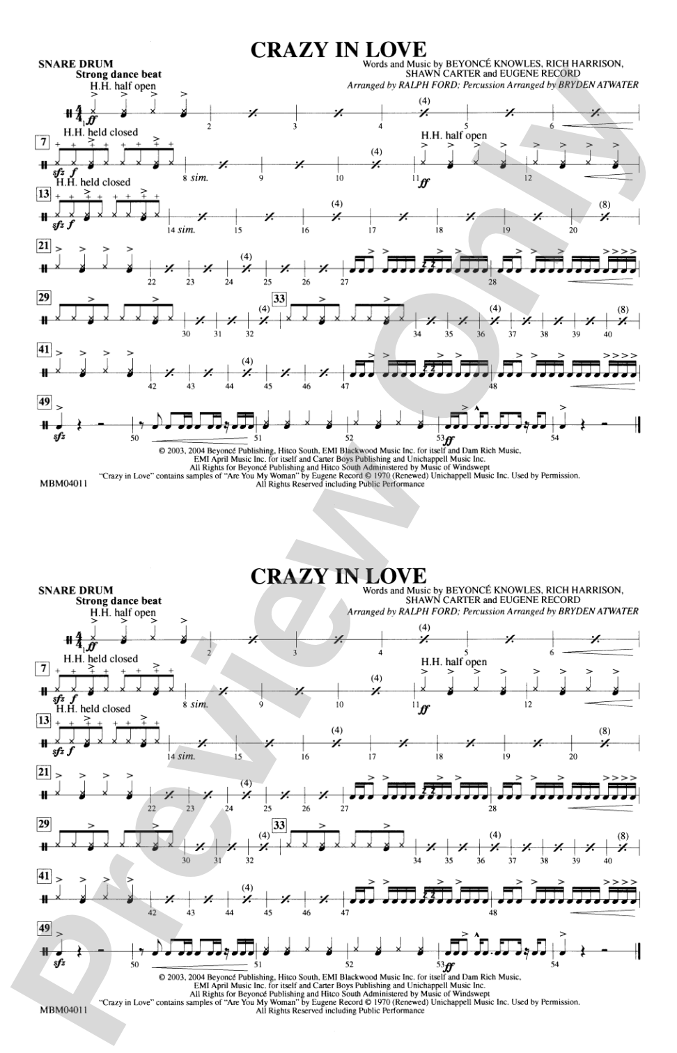Crazy in Love: Snare Drum