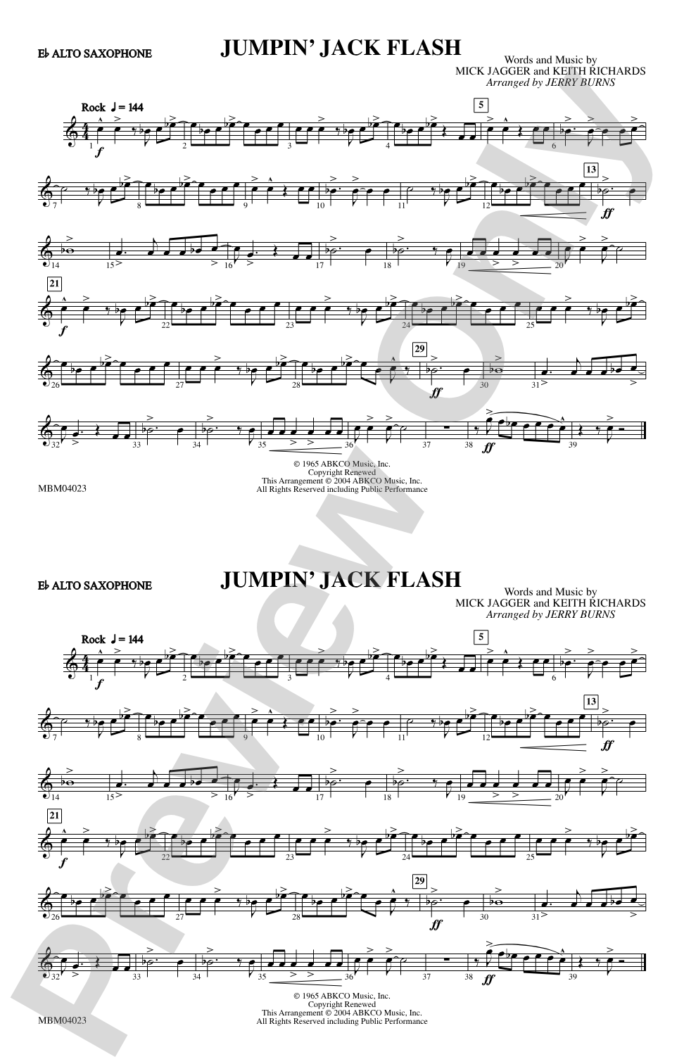 Jumpin' Jack Flash: E-flat Alto Saxophone