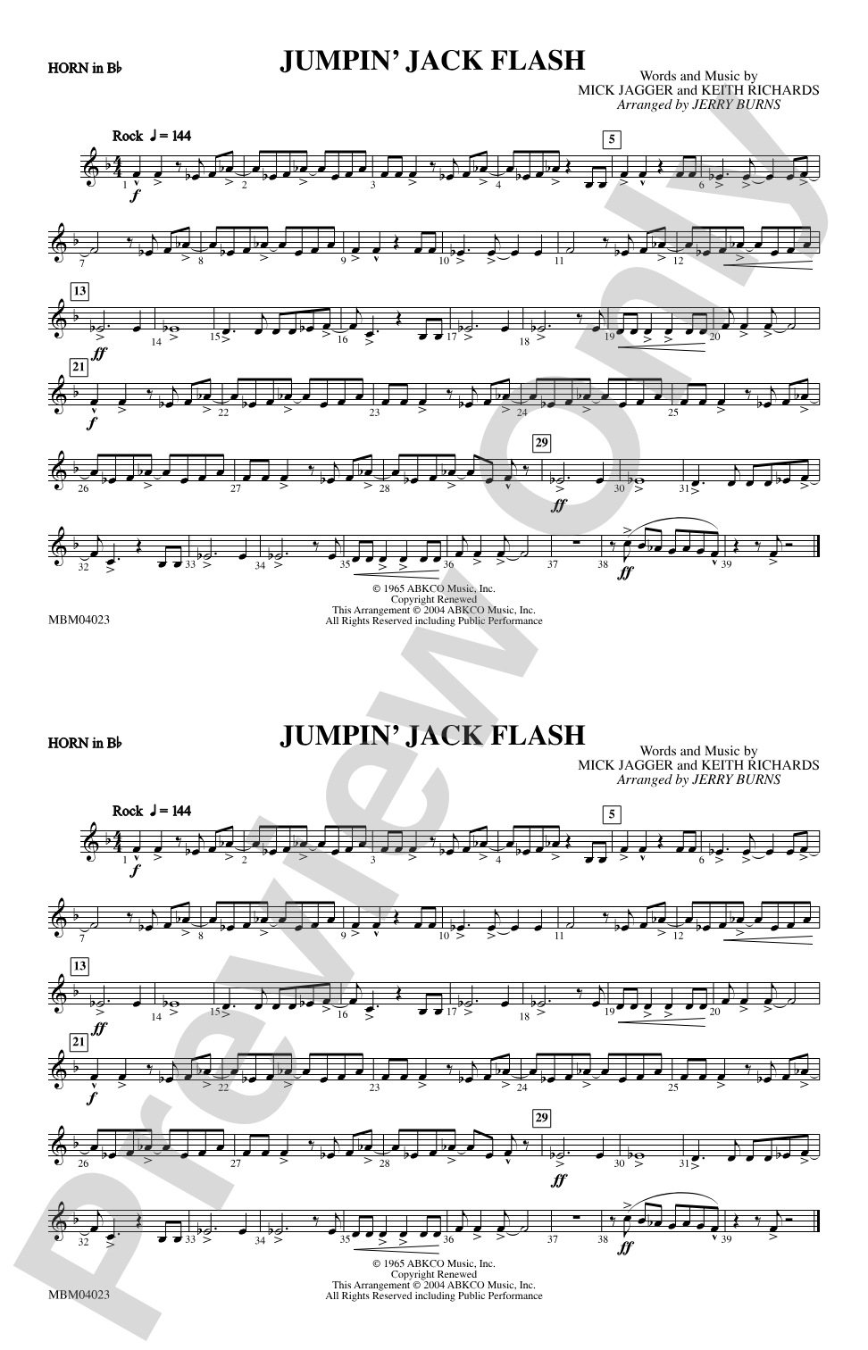 Jumpin' Jack Flash: Horn in B flat
