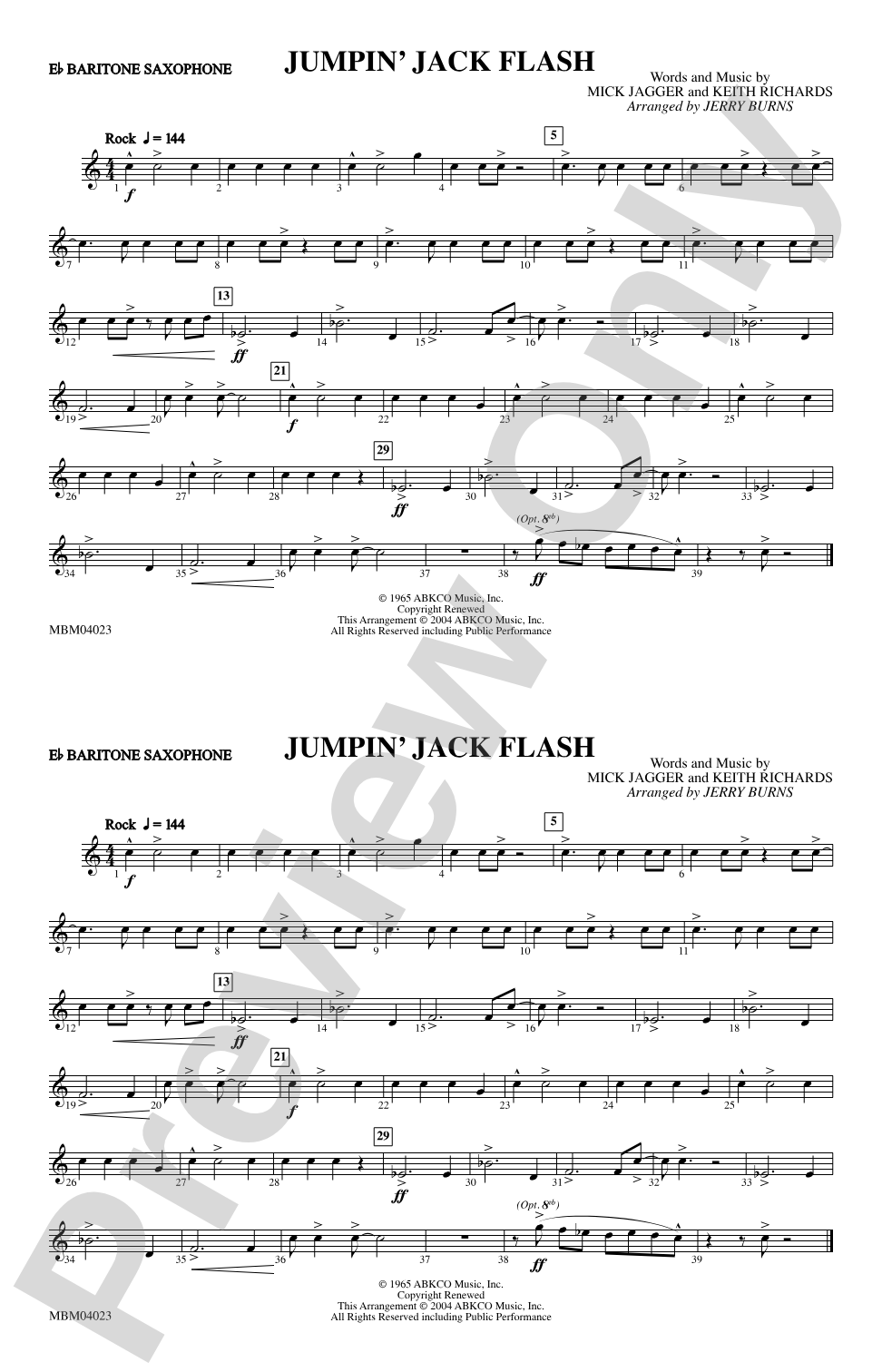Jumpin' Jack Flash: E-flat Baritone Saxophone