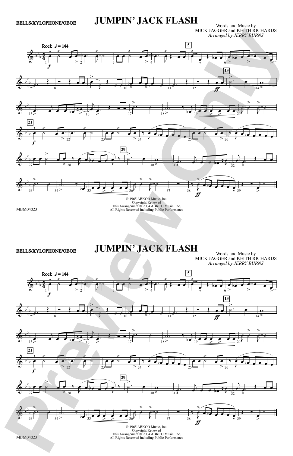 Jumpin' Jack Flash: Bells/Xylophone/Oboe