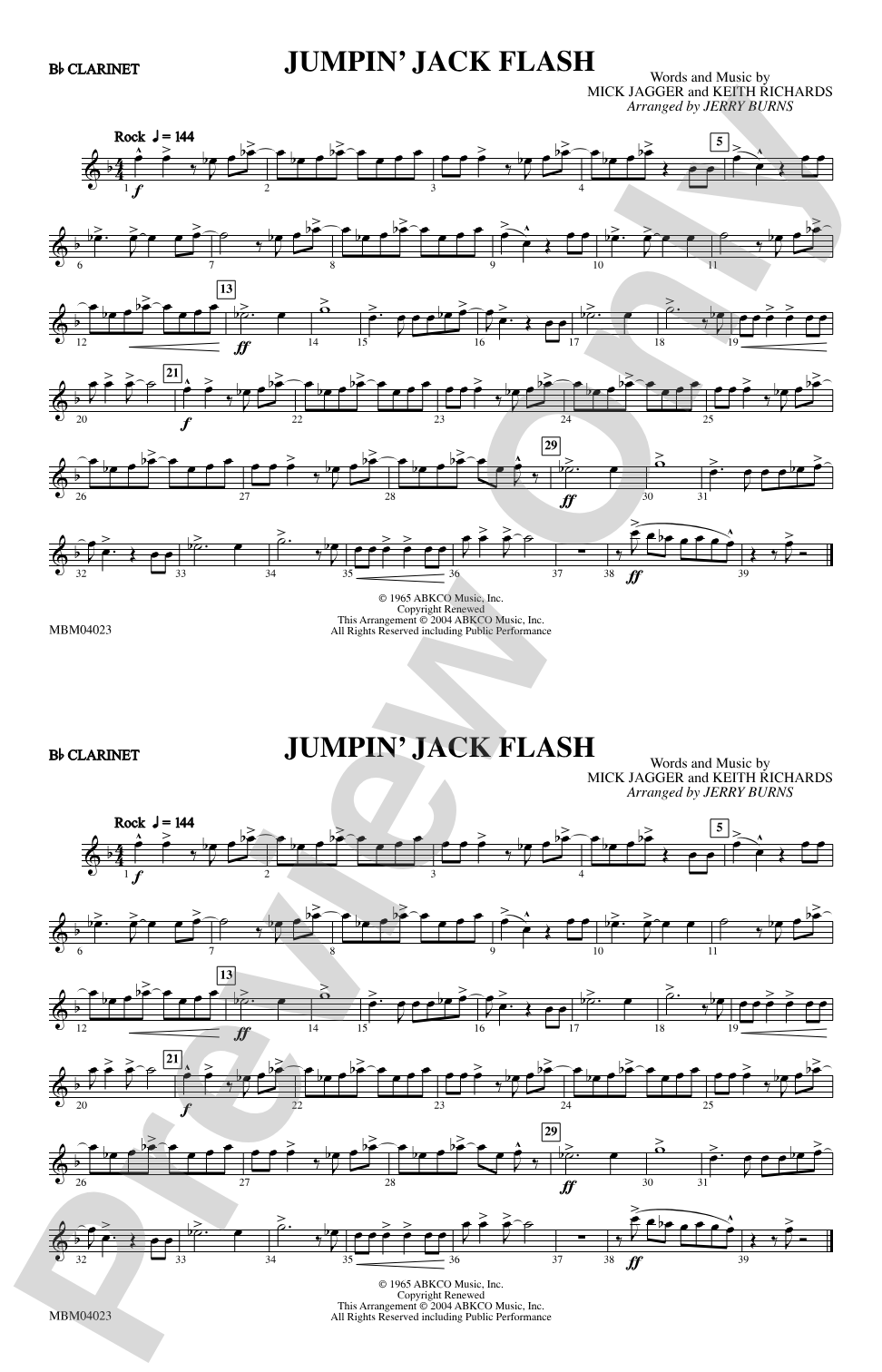 Jumpin' Jack Flash: 1st B-flat Clarinet