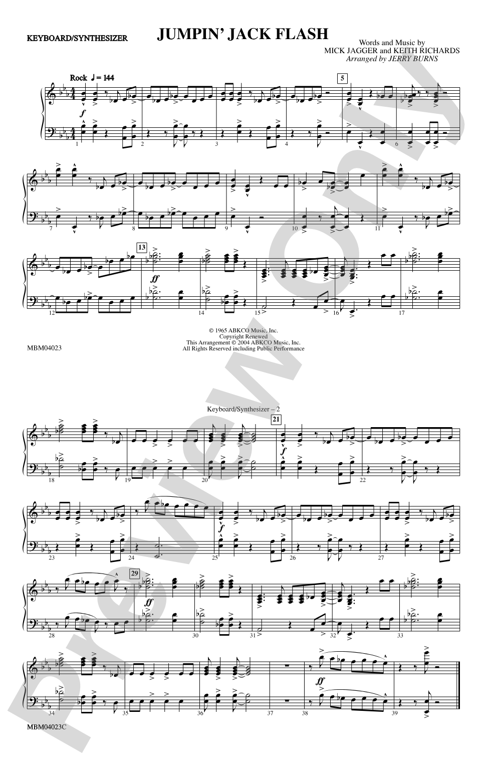 Jumpin' Jack Flash: Keyboard/Synthesizer
