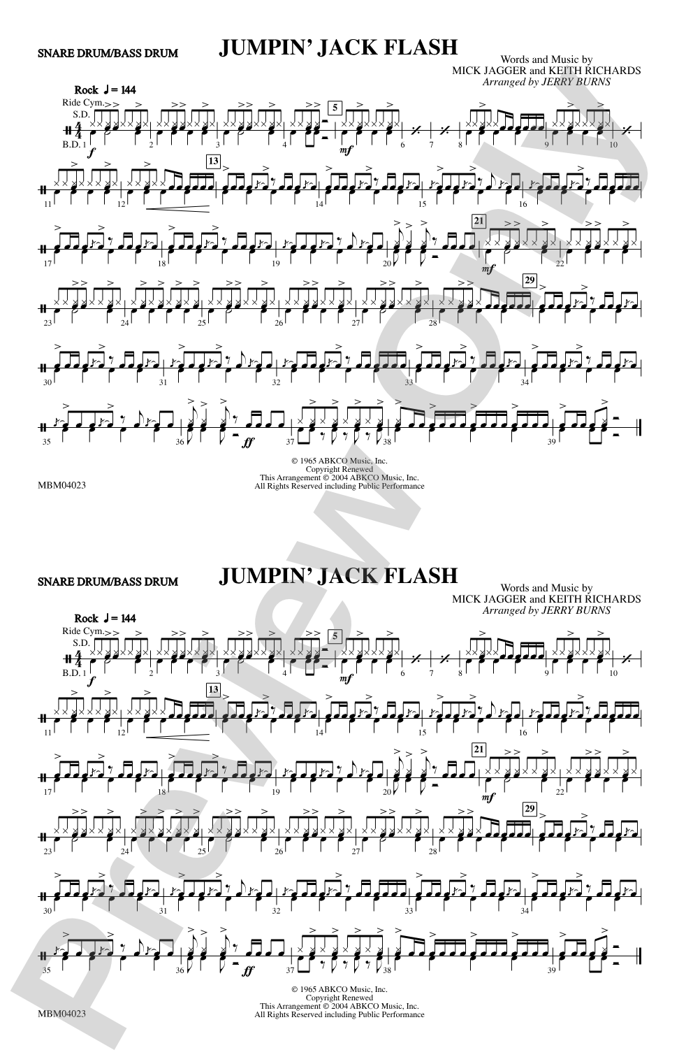 Jumpin' Jack Flash: Snare Drum/Bass Drum