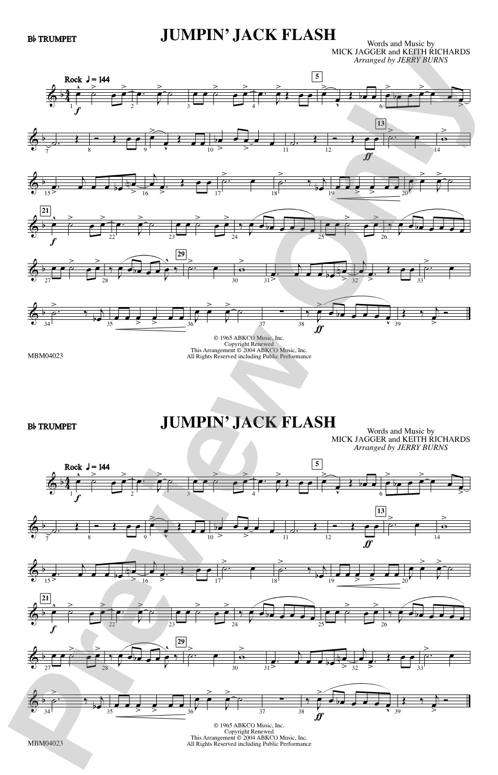Jumpin' Jack Flash: 1st B-flat Trumpet