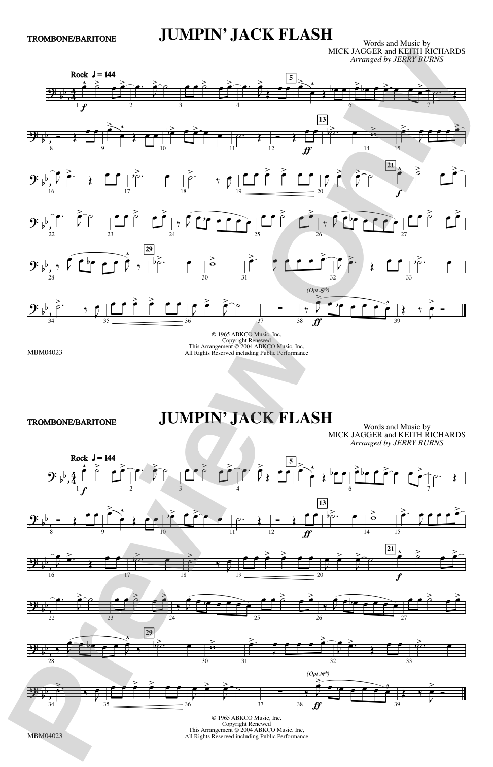 Jumpin' Jack Flash: 1st Trombone