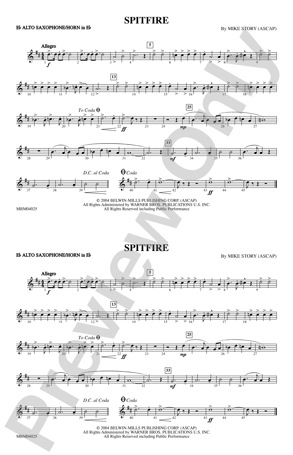 Spitfire: E-flat Alto Saxophone