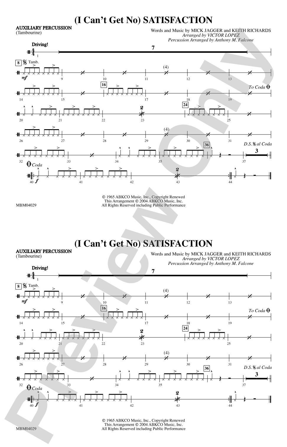 (I Can't Get No) Satisfaction: Auxiliary Percussion