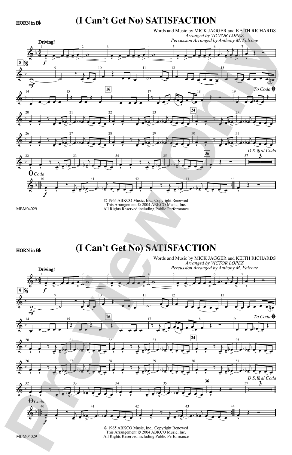 (I Can't Get No) Satisfaction: Horn in B flat