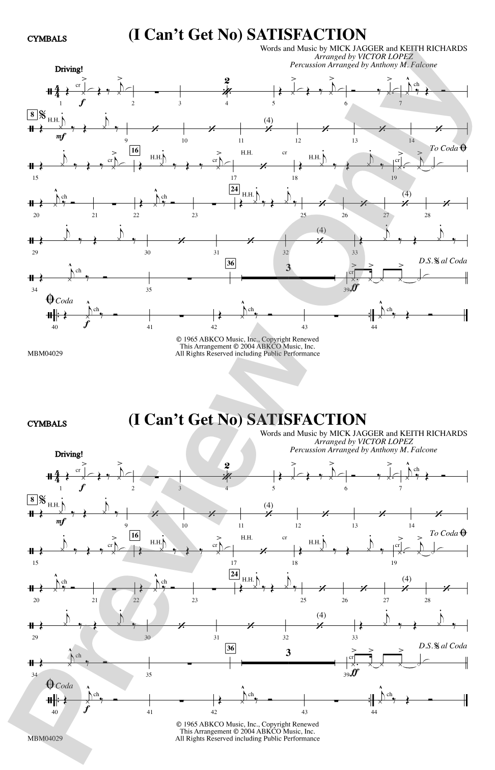 (I Can't Get No) Satisfaction: Cymbals