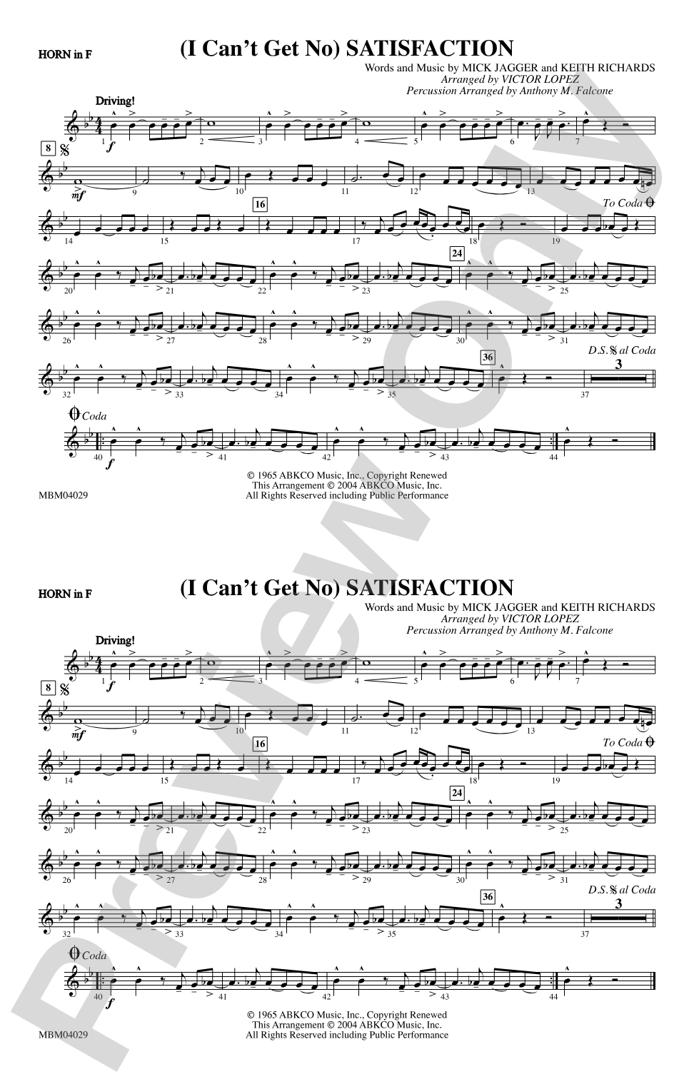 (I Can't Get No) Satisfaction: 1st F Horn