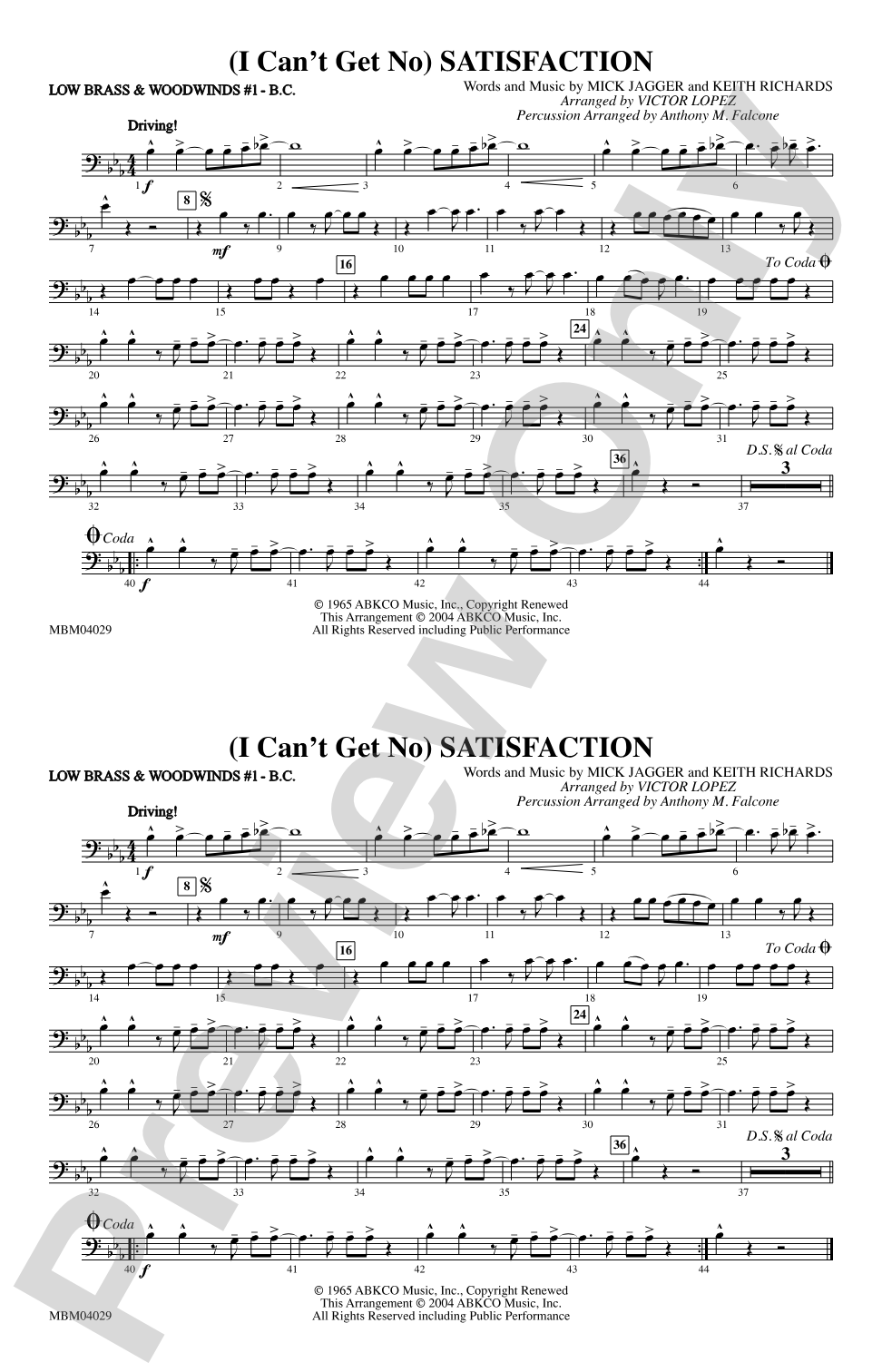 (I Can't Get No) Satisfaction: Low Brass & Woodwinds #1 - Bass Clef