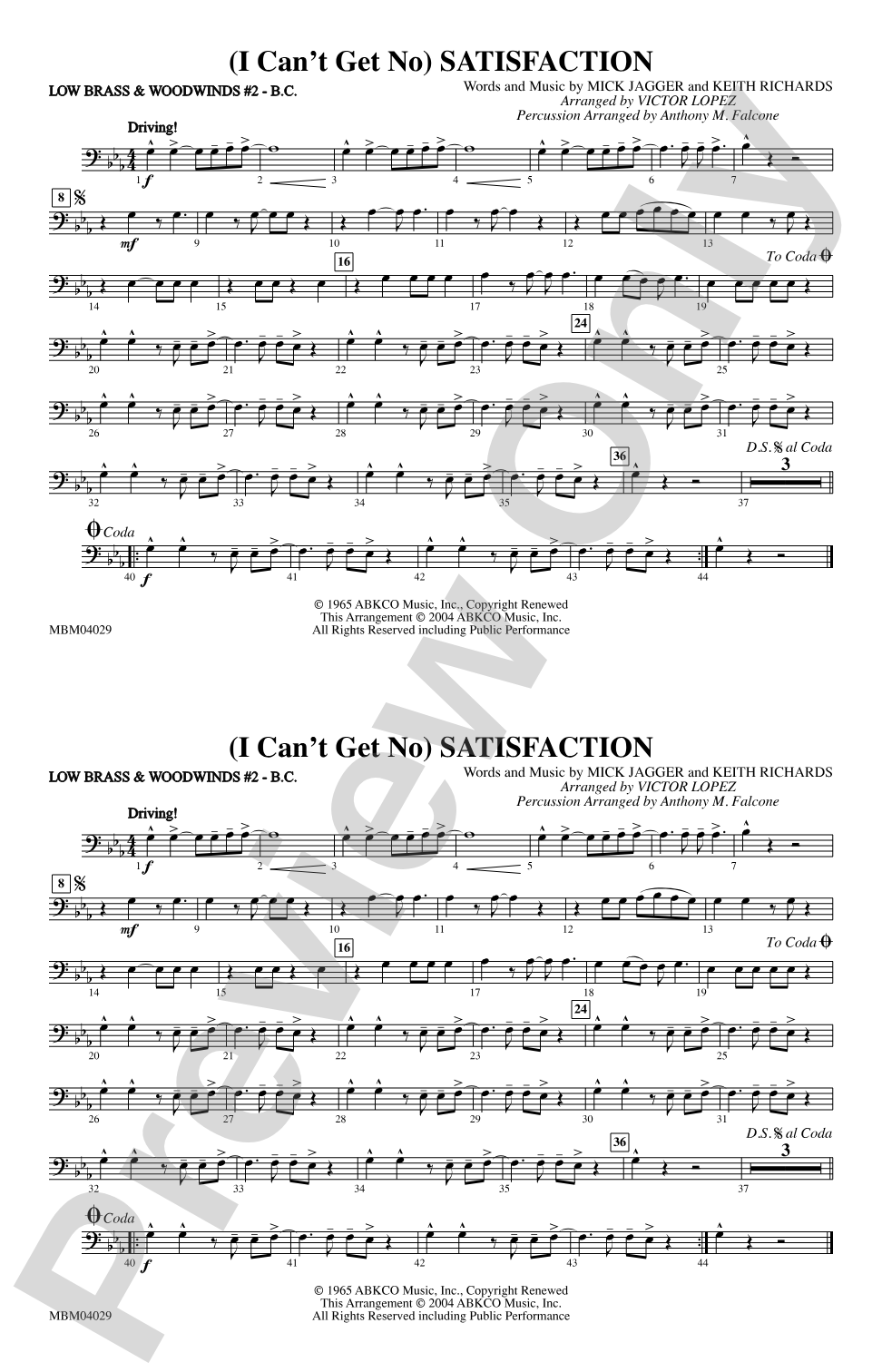 (I Can't Get No) Satisfaction: Low Brass & Woodwinds #2 - Bass Clef