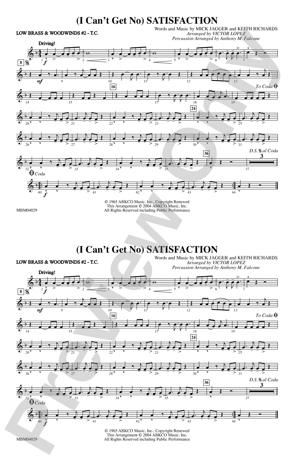 (I Can't Get No) Satisfaction: Low Brass & Woodwinds #2 - Treble Clef