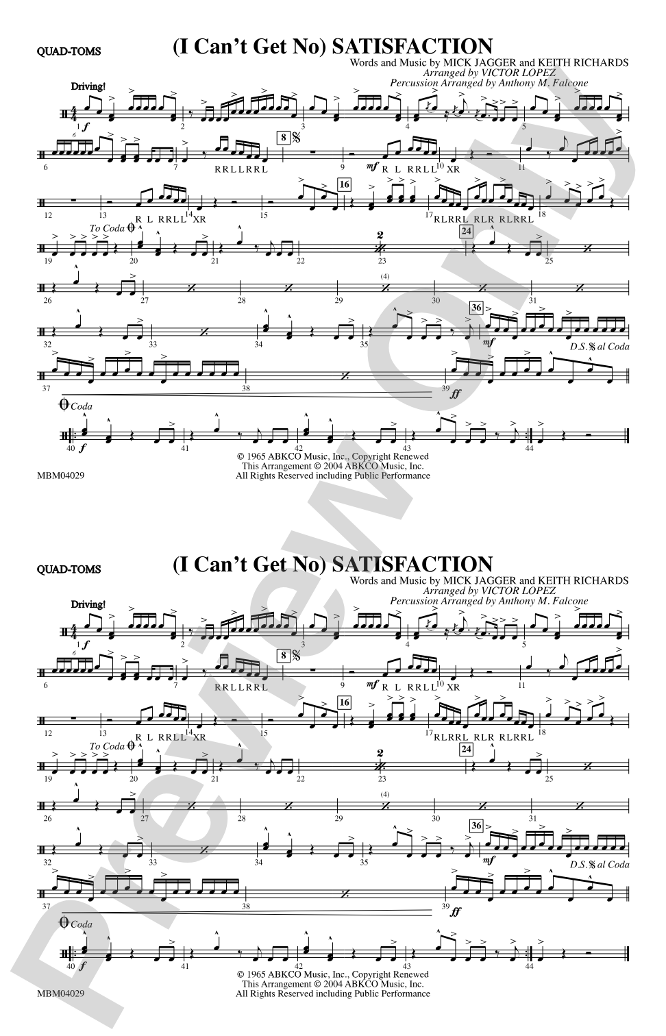(I Can't Get No) Satisfaction: Quad-Toms