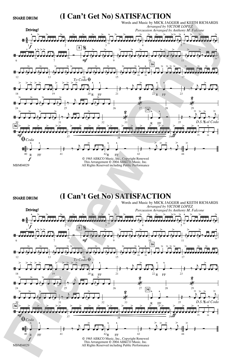 (I Can't Get No) Satisfaction: Snare Drum