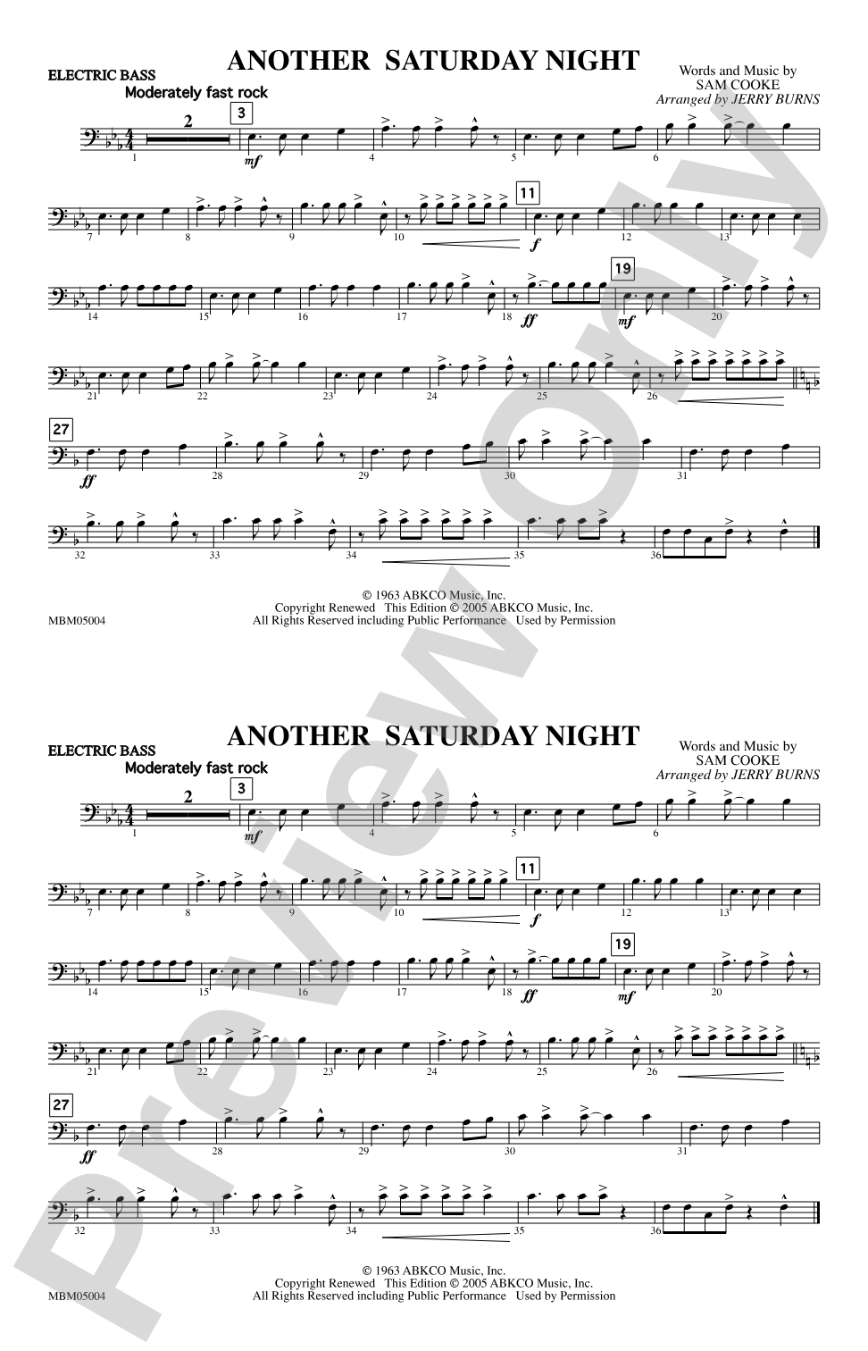 Another Saturday Night: Electric Bass