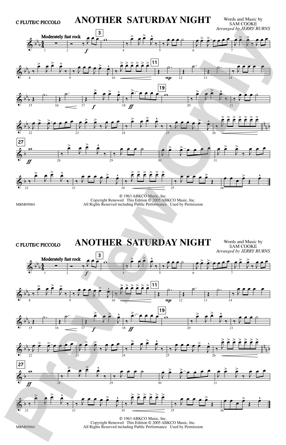 Another Saturday Night: Flute
