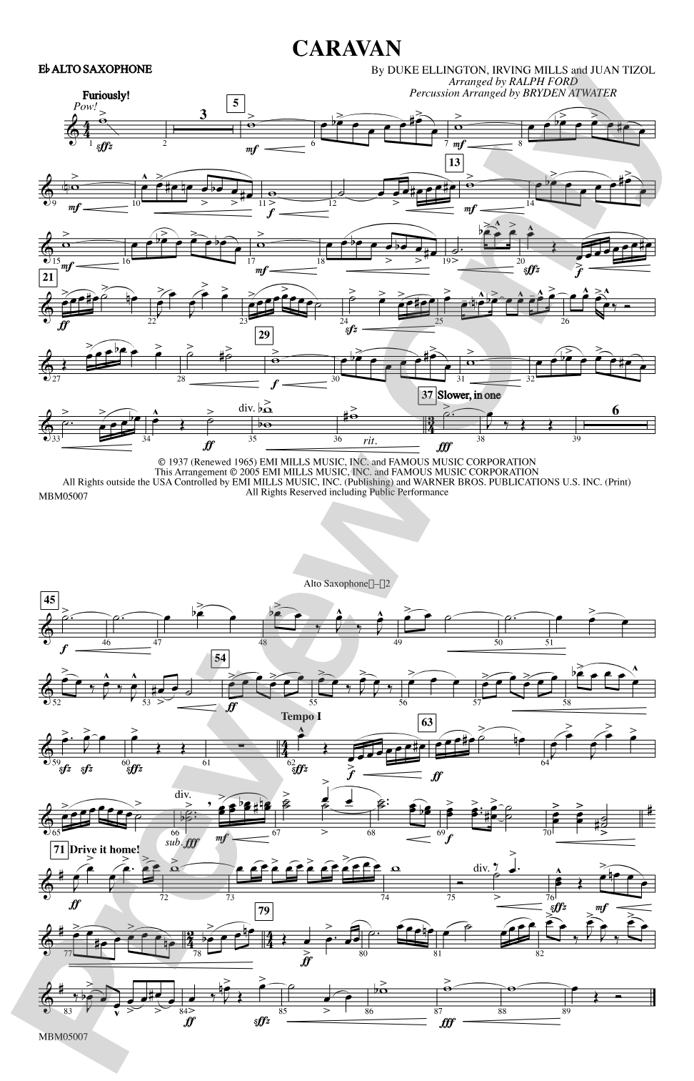 Caravan: E-flat Alto Saxophone