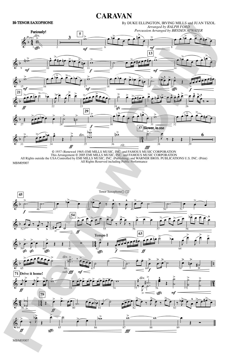 Caravan: B-flat Tenor Saxophone