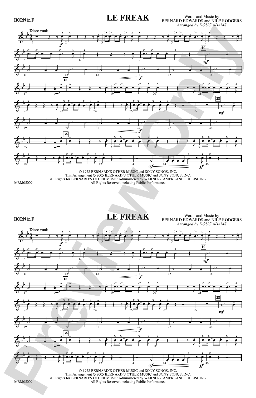 Le Freak: 1st F Horn