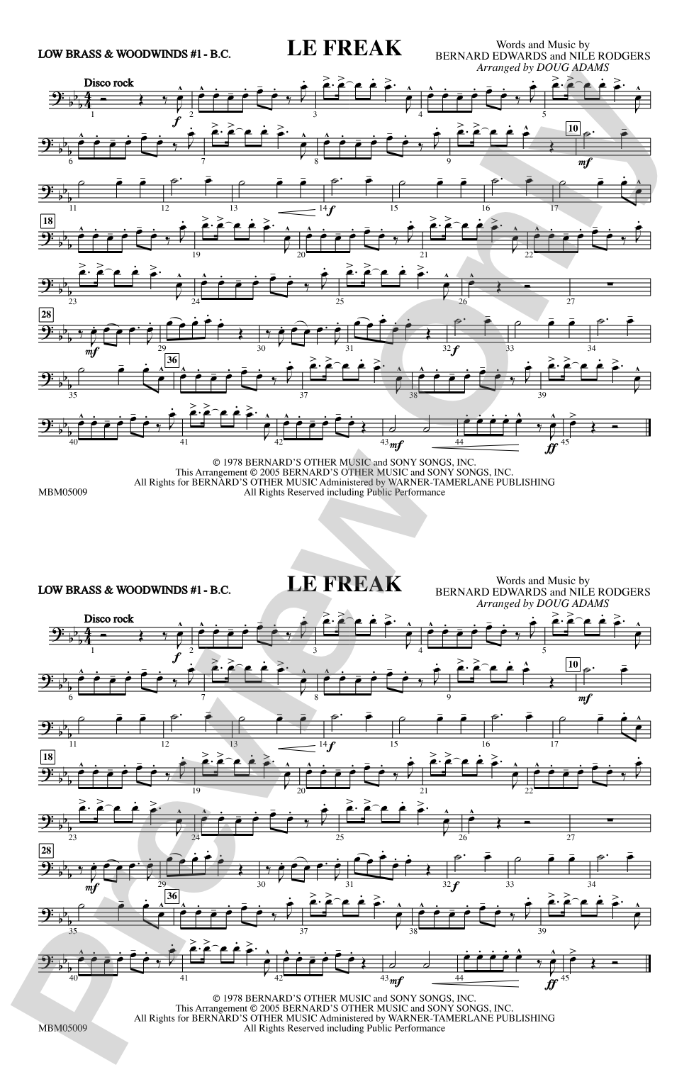 Le Freak: Low Brass & Woodwinds #1 - Bass Clef