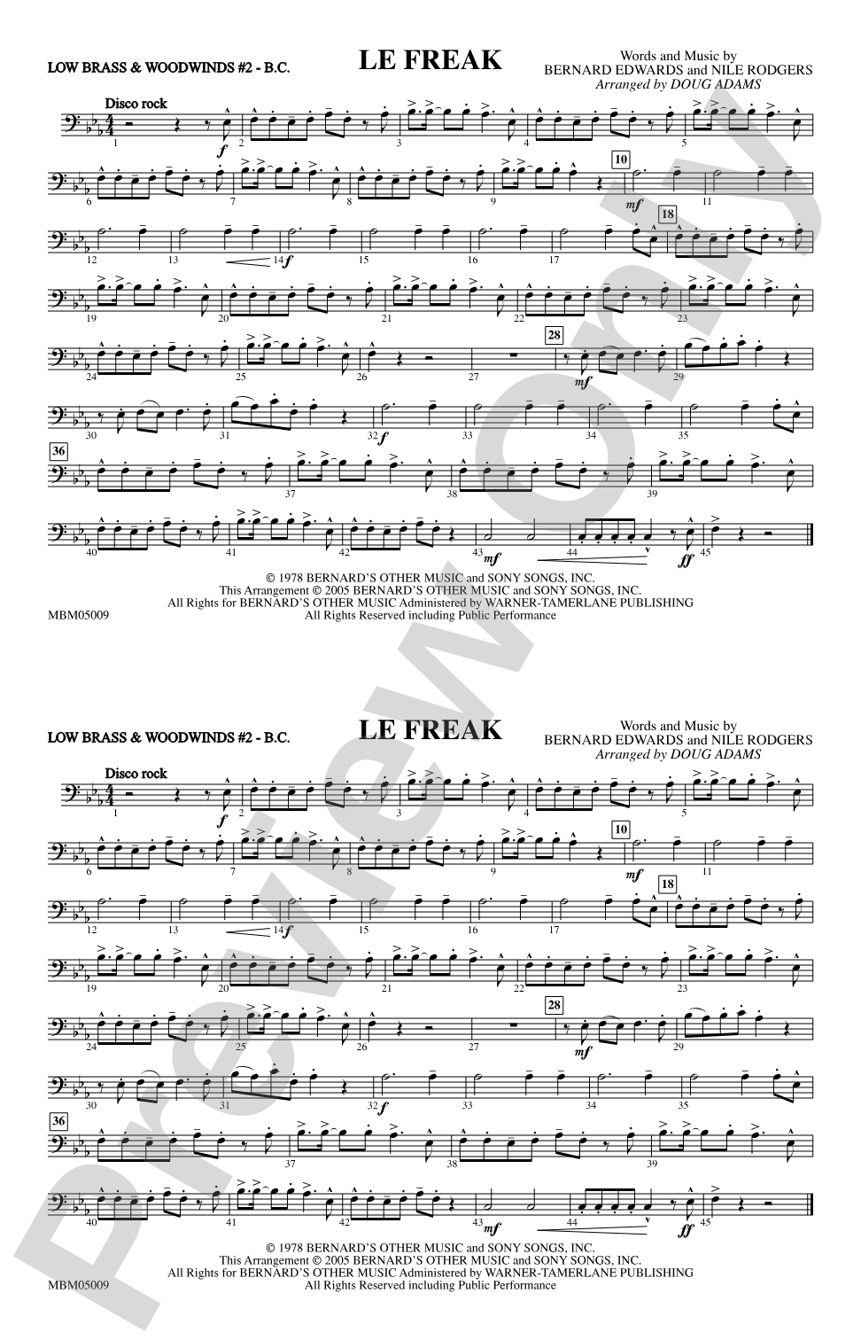 Le Freak: Low Brass & Woodwinds #2 - Bass Clef