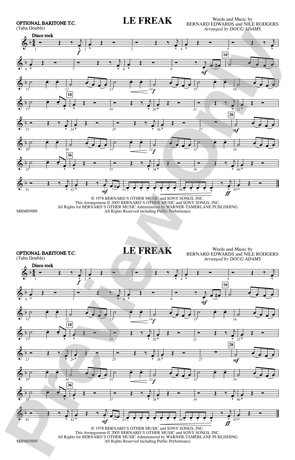 Le Freak: Optional Baritone T.C. (Tuba Double)