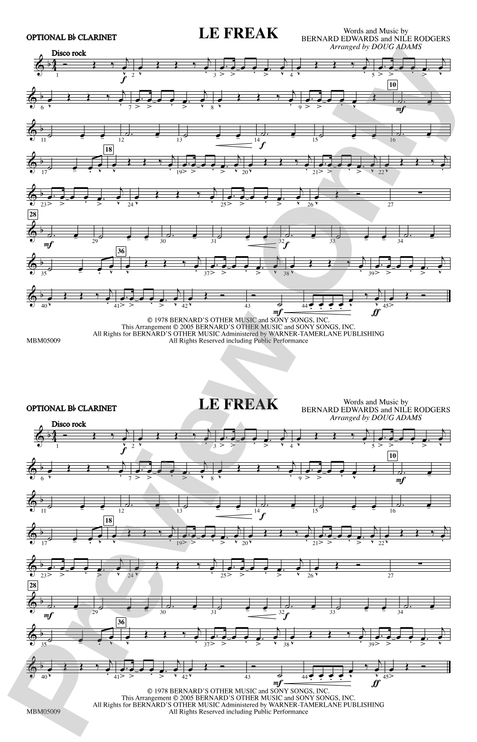 Le Freak: Optional Bb Clarinet
