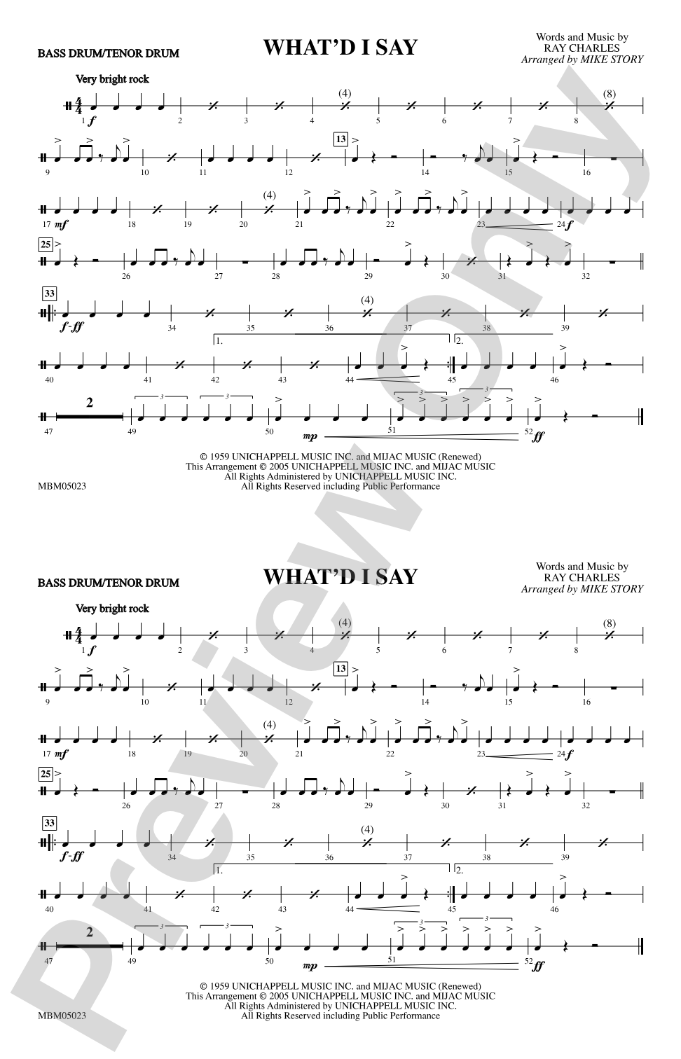 What'd I Say: Bass Drum/Tenor Drum