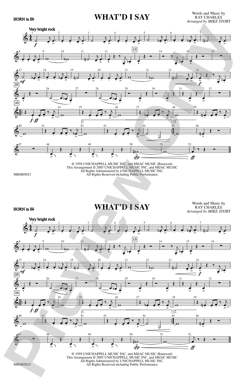What'd I Say: Horn in B flat