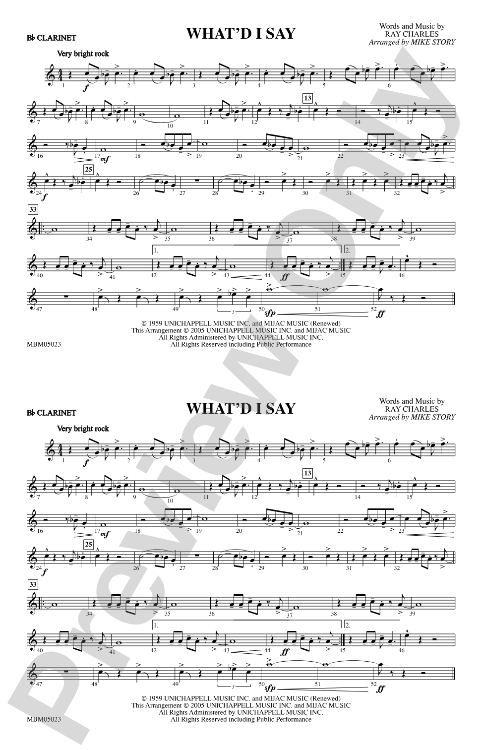 What'd I Say: 1st B-flat Clarinet