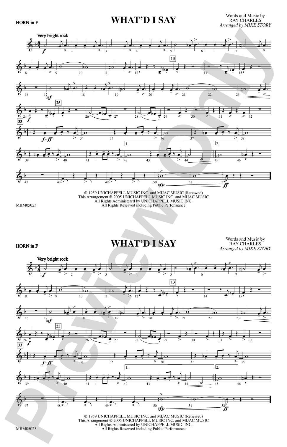 What'd I Say: 1st F Horn