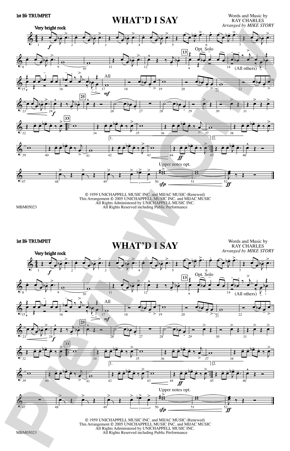 What'd I Say: 1st B-flat Trumpet