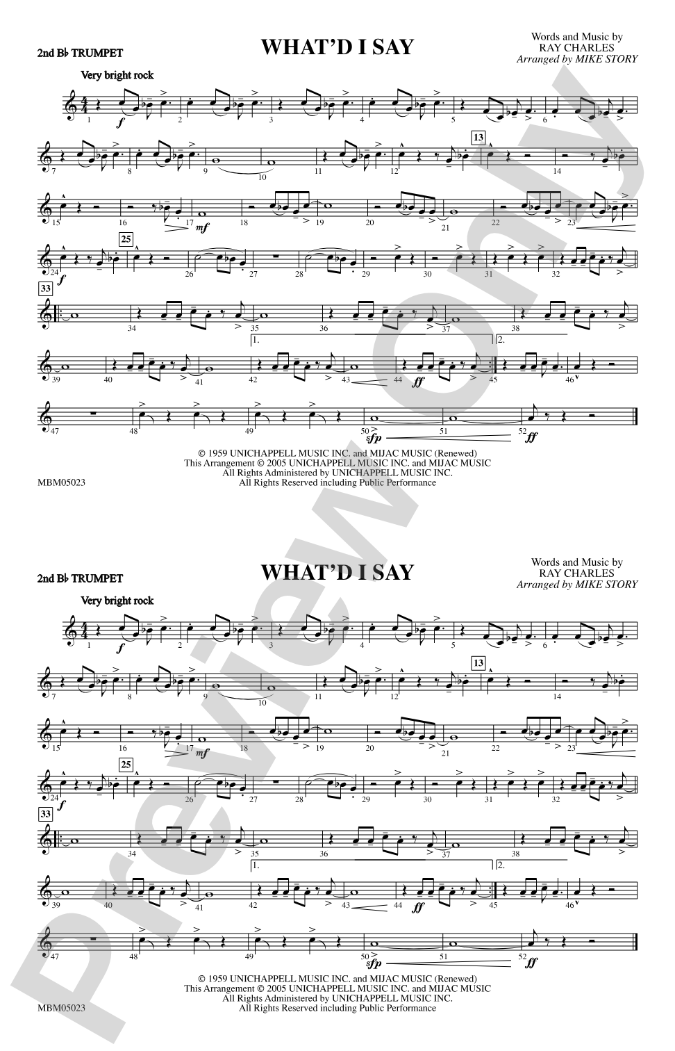 What'd I Say: 2nd B-flat Trumpet