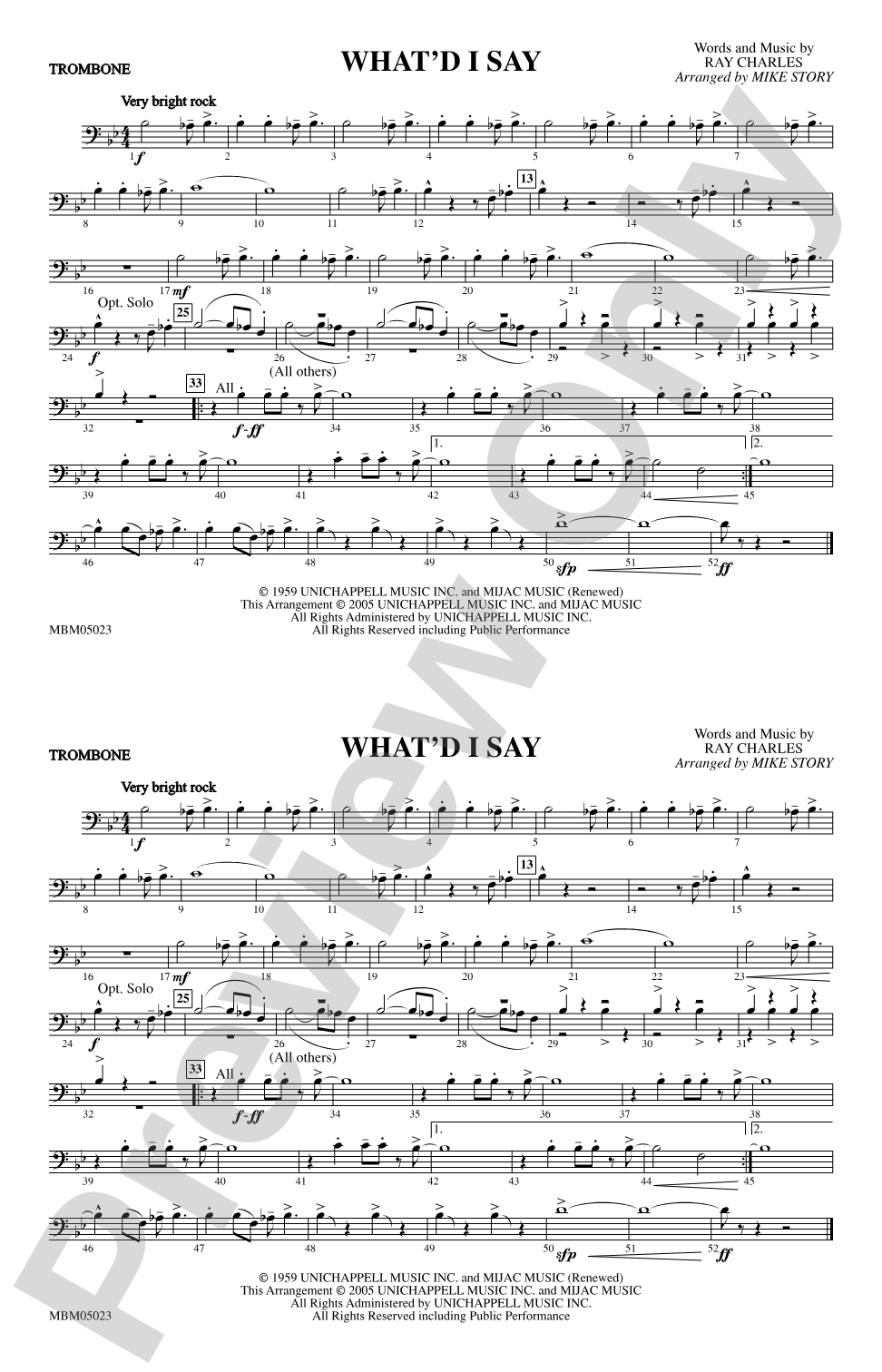 What'd I Say: 1st Trombone