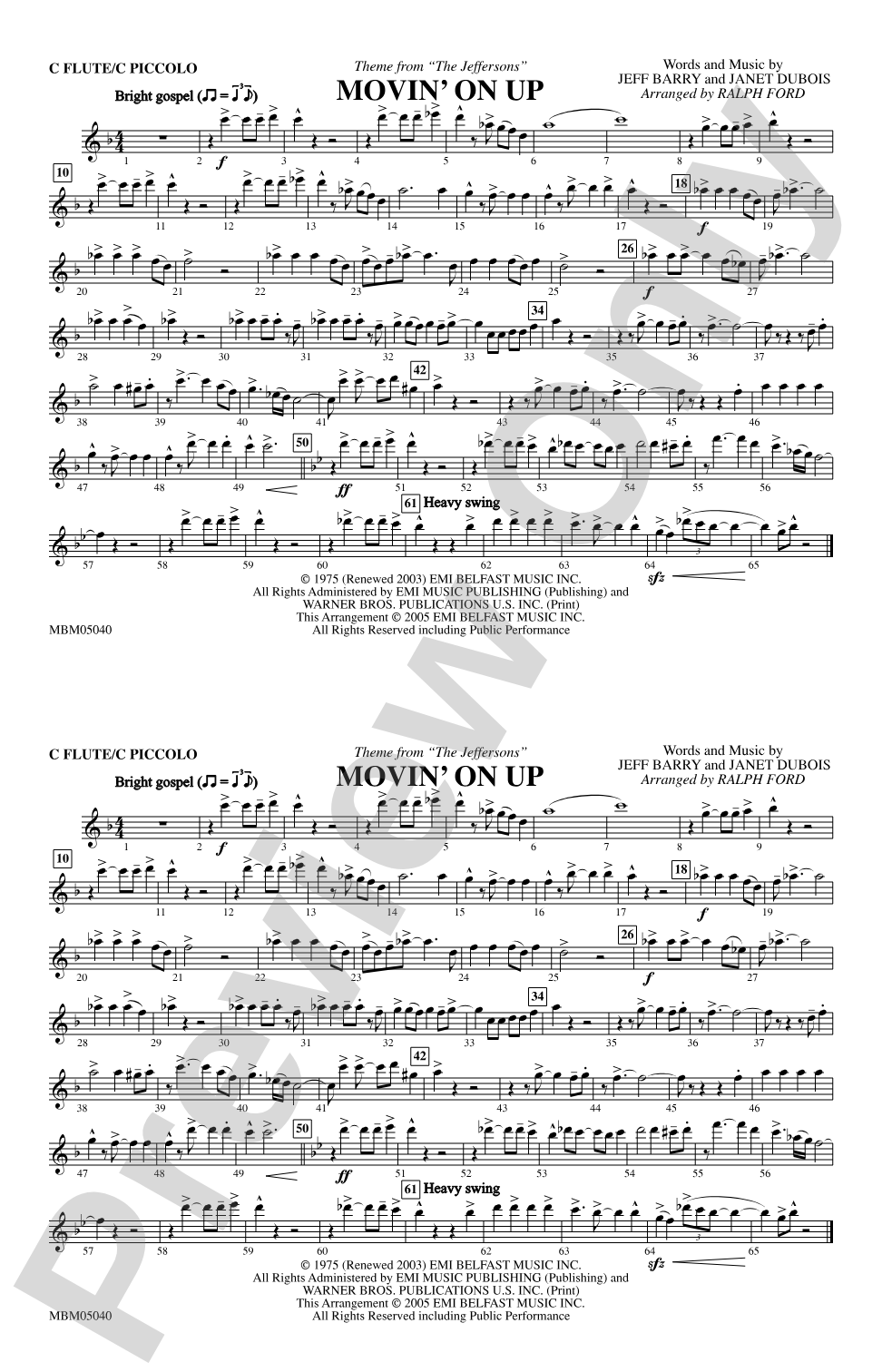 Movin' on Up (Theme from "The Jeffersons"): Flute
