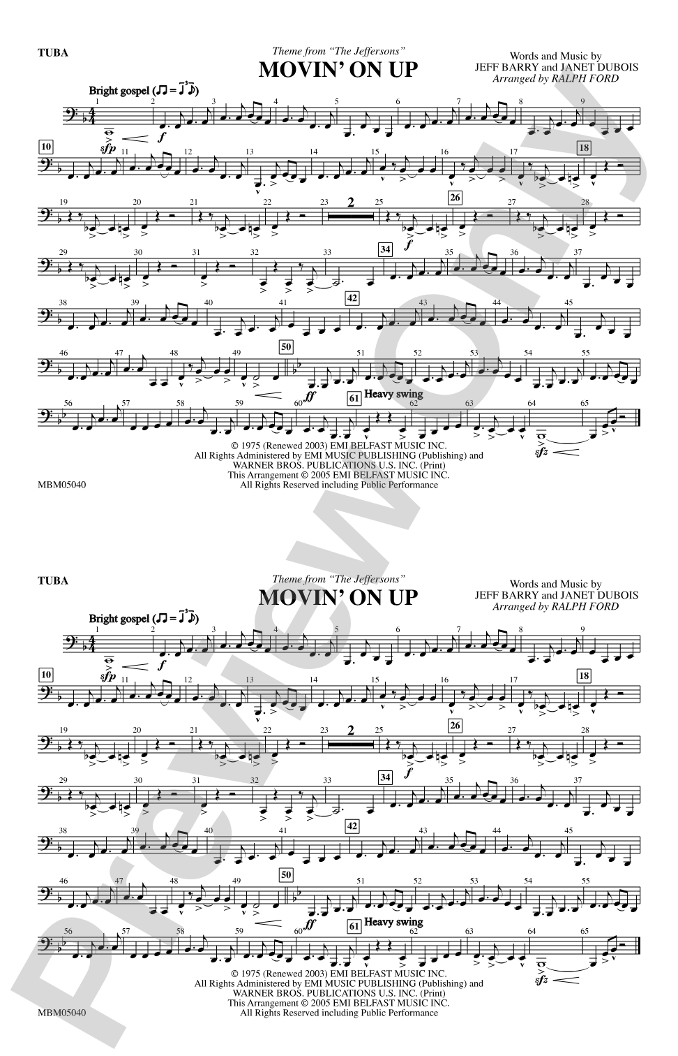 Movin' on Up (Theme from "The Jeffersons"): Tuba