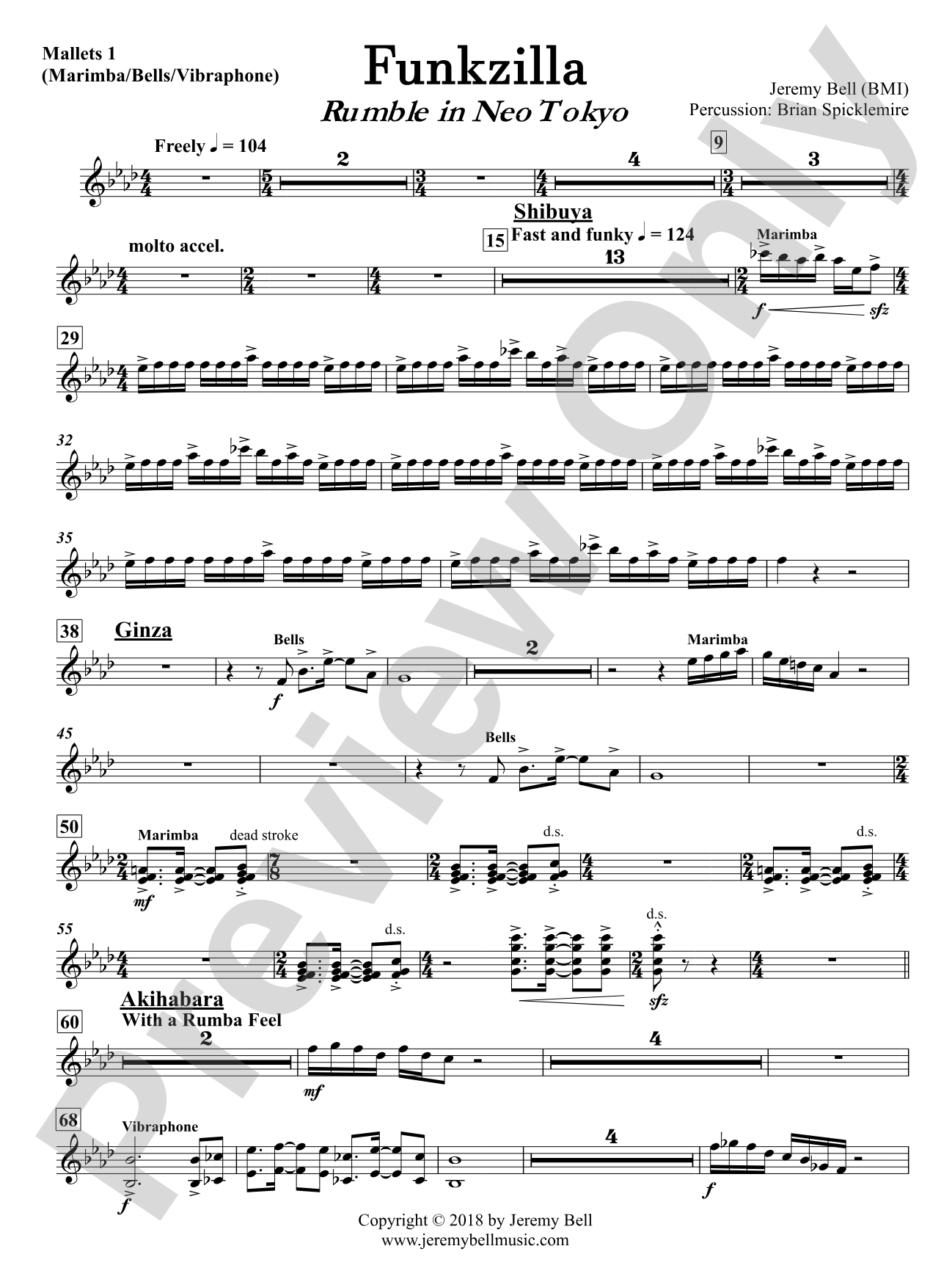 Funkzilla: Rumble in Neo Tokyo: Mallets 1, (Marimba, Bells, Vibraphone)