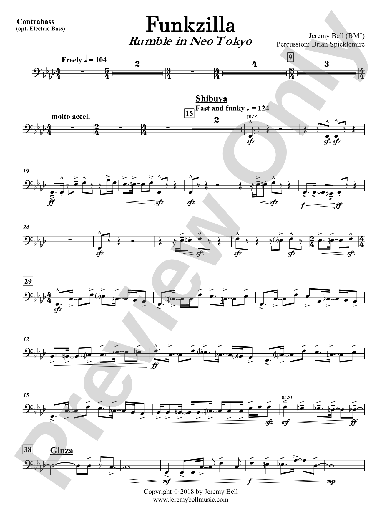 Funkzilla: Rumble in Neo Tokyo: Contrabass (Opt. Electric Bass)