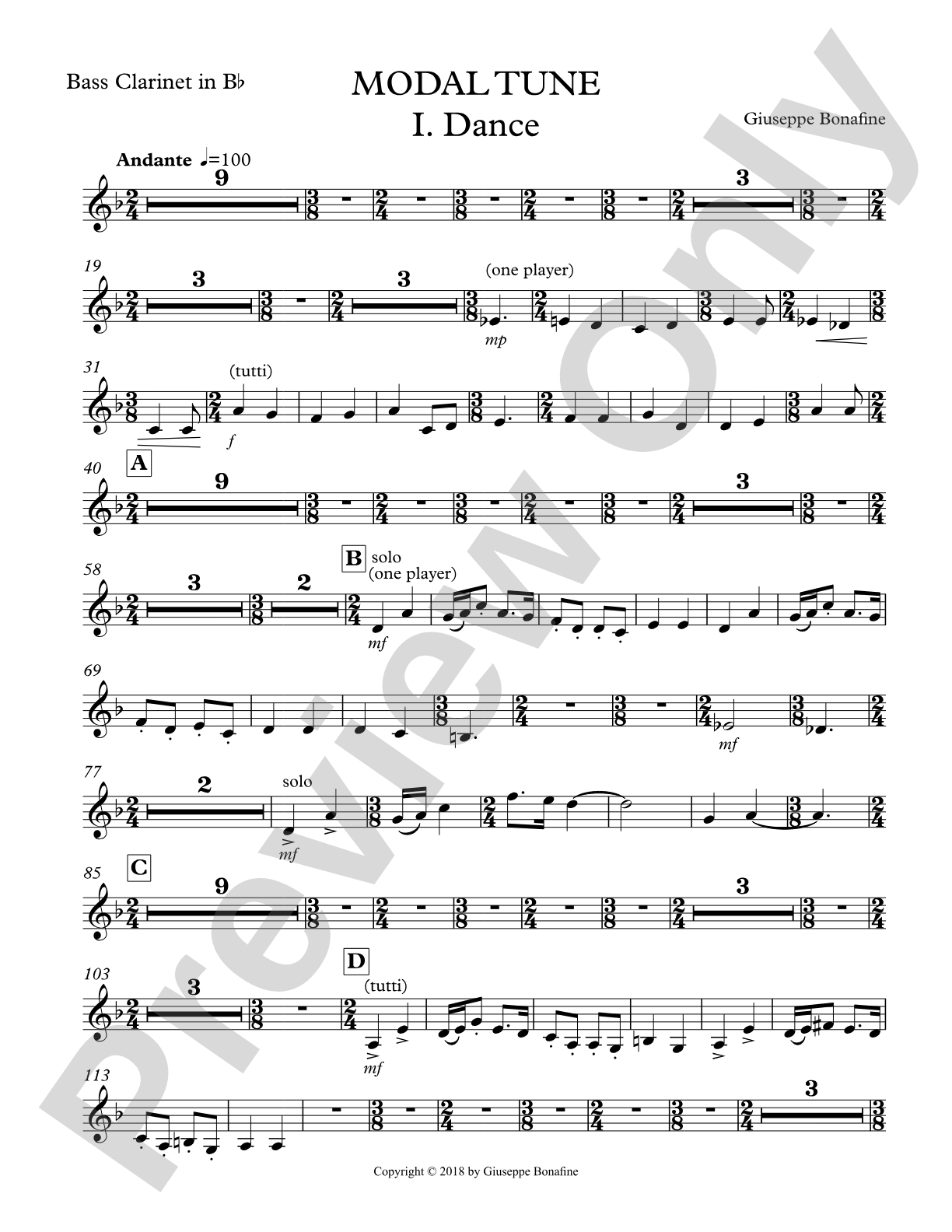 Modal Tune: B-flat Bass Clarinet